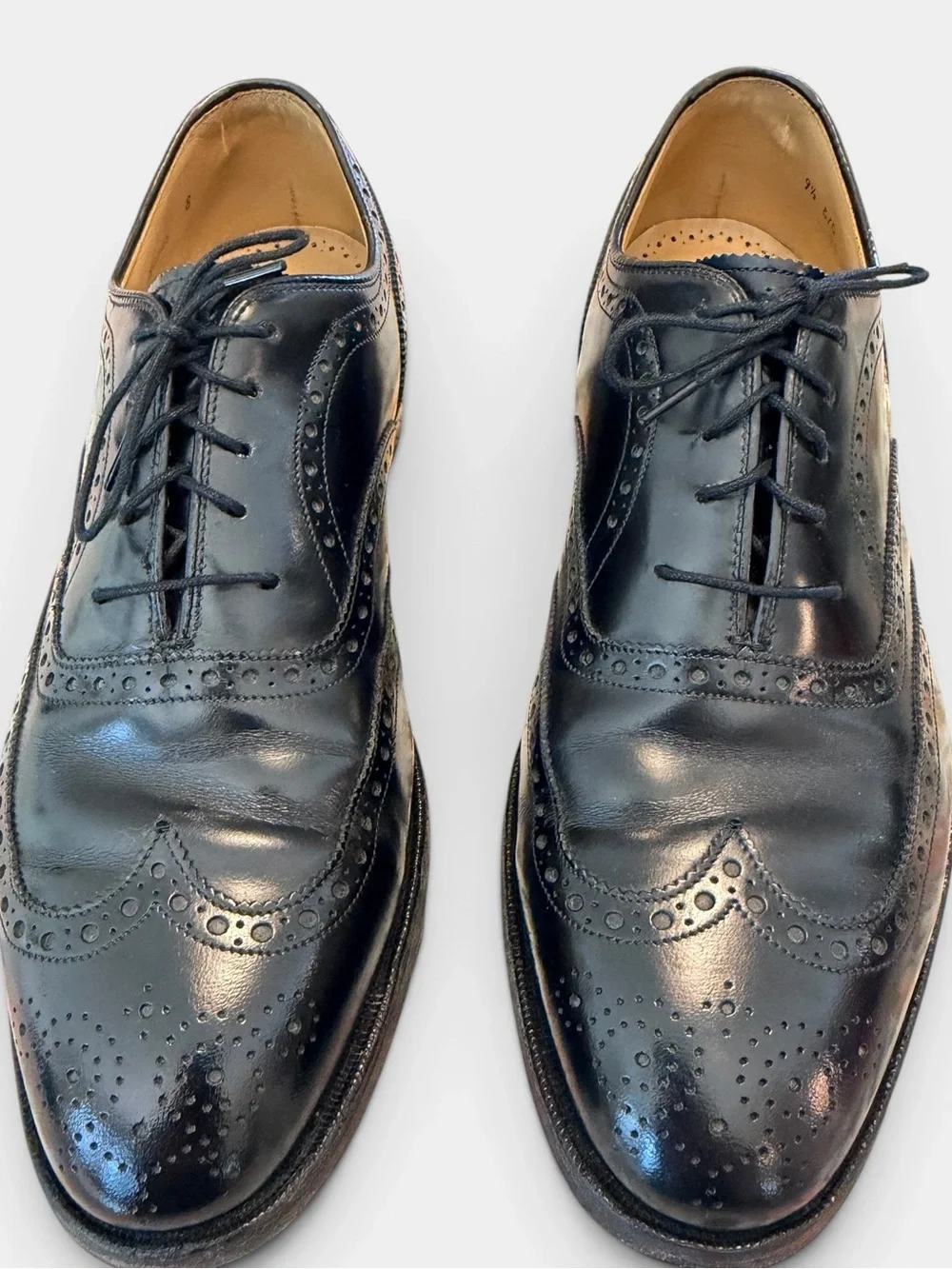 Johnston & Murphy Men’s 9.5 C Black Leather Wingtip Oxford Dress Shoes Brogue